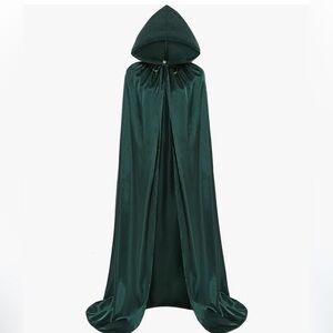 Green Satin Hooded Cloak for Halloween Costume or Cosplay